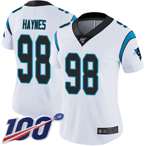 Carolina Panthers Limited White Women Marquis Haynes Road Jersey NFL Football #98 100th Season Vapor Untouchable